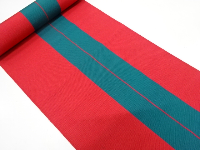 JAPANESE KIMONO / ANTIQUE BOLT FOR HASSUN OBI / SILK / CHIKUZEN HAKATA / WOVEN STRIPE